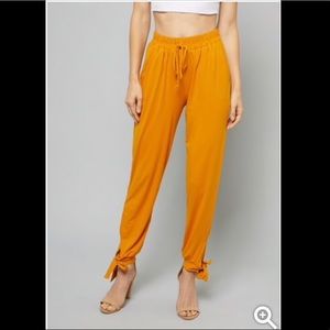 NWOT Orange Bow Ankle Smocked Waist Joggers